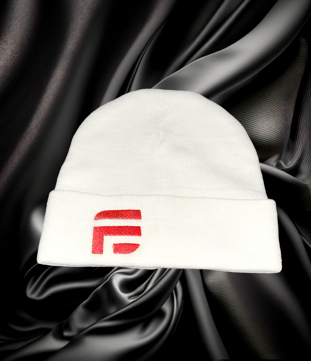 Fam Style Beanie(White/w red logo)